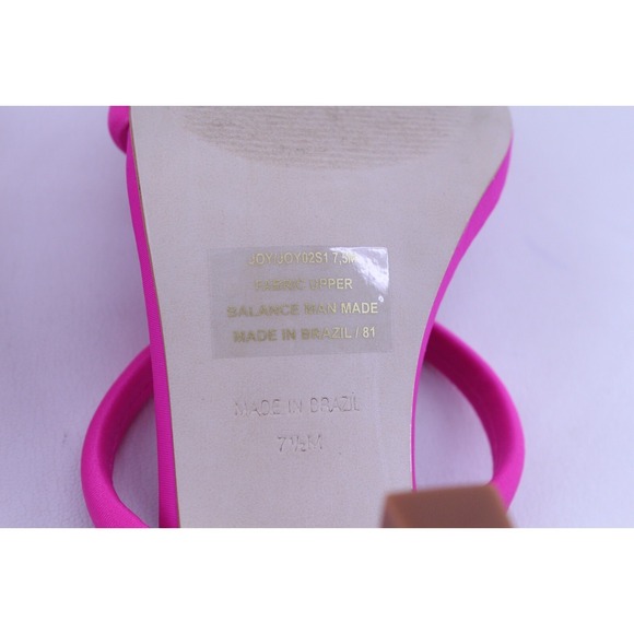 Steve Madden JOY Slide Sandals Hot Pink Tapered Heel Square Toe size 7.5M Barbie - Picture 7 of 7